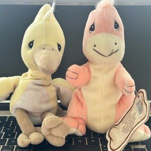 1999 Vintage Precious Moments Tender Tails  Plush Beanie Dinosaur Lot